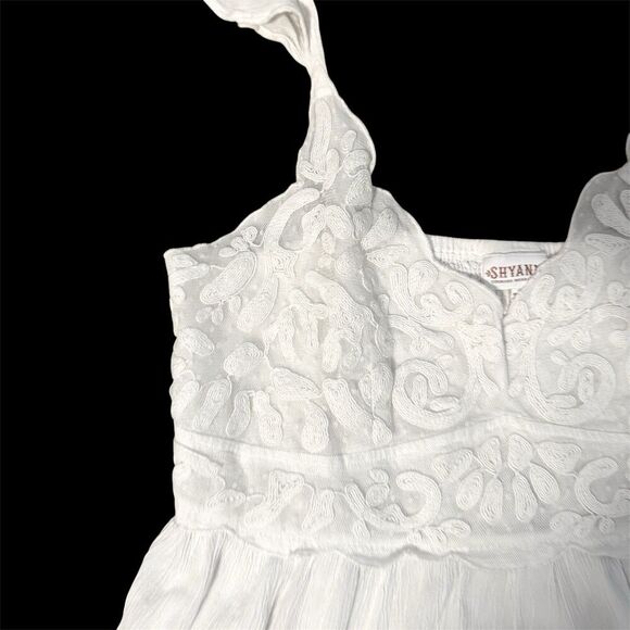 Y2K Embroidered Lace Babydoll Tank Top Size L Fairy Boho Feminine Romantic 90s - Picture 3 of 7